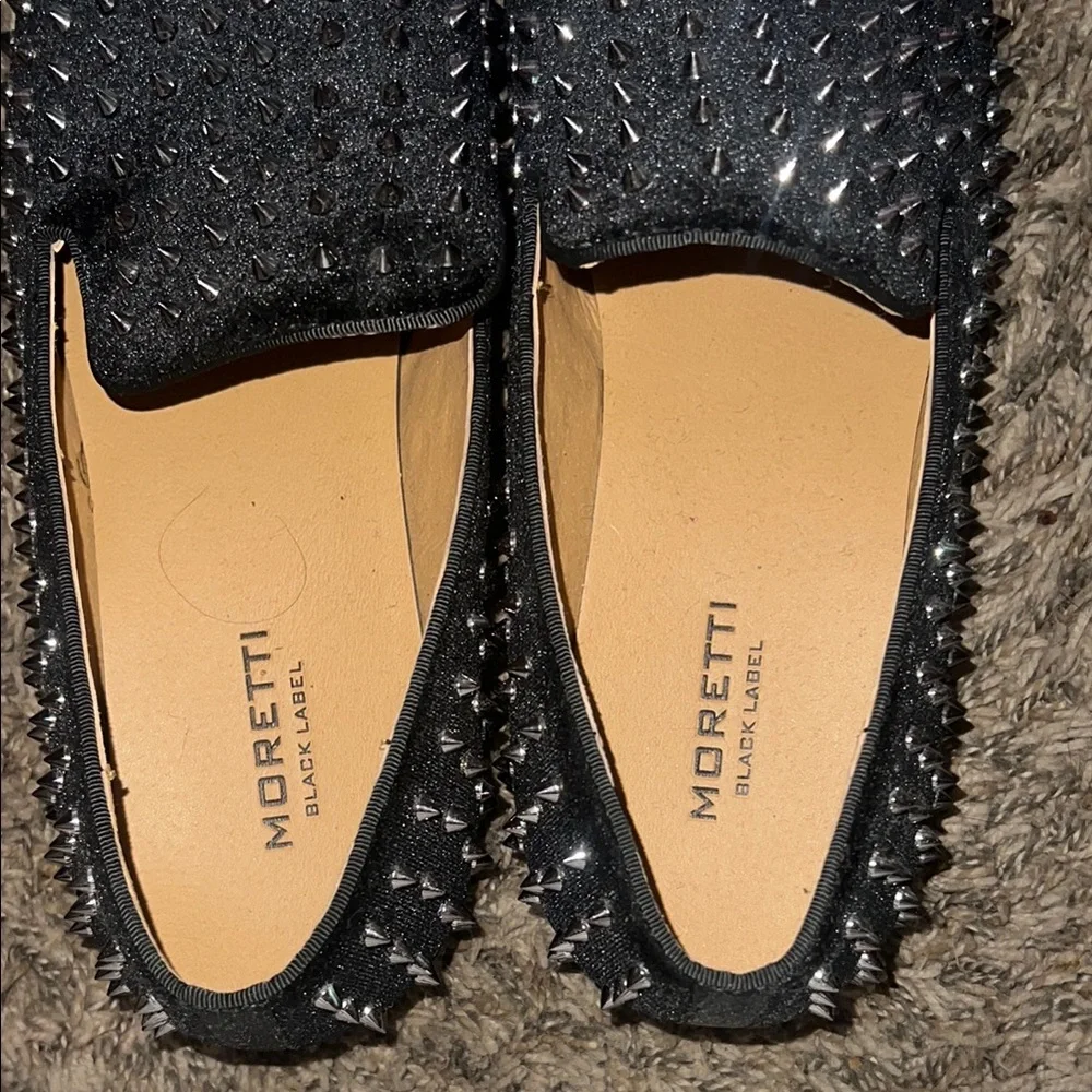Edgy Black Studded Slip-On Loafers - Picture 2 of 4